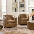 Logan Faux Leather Tufted Swivel Club Chair