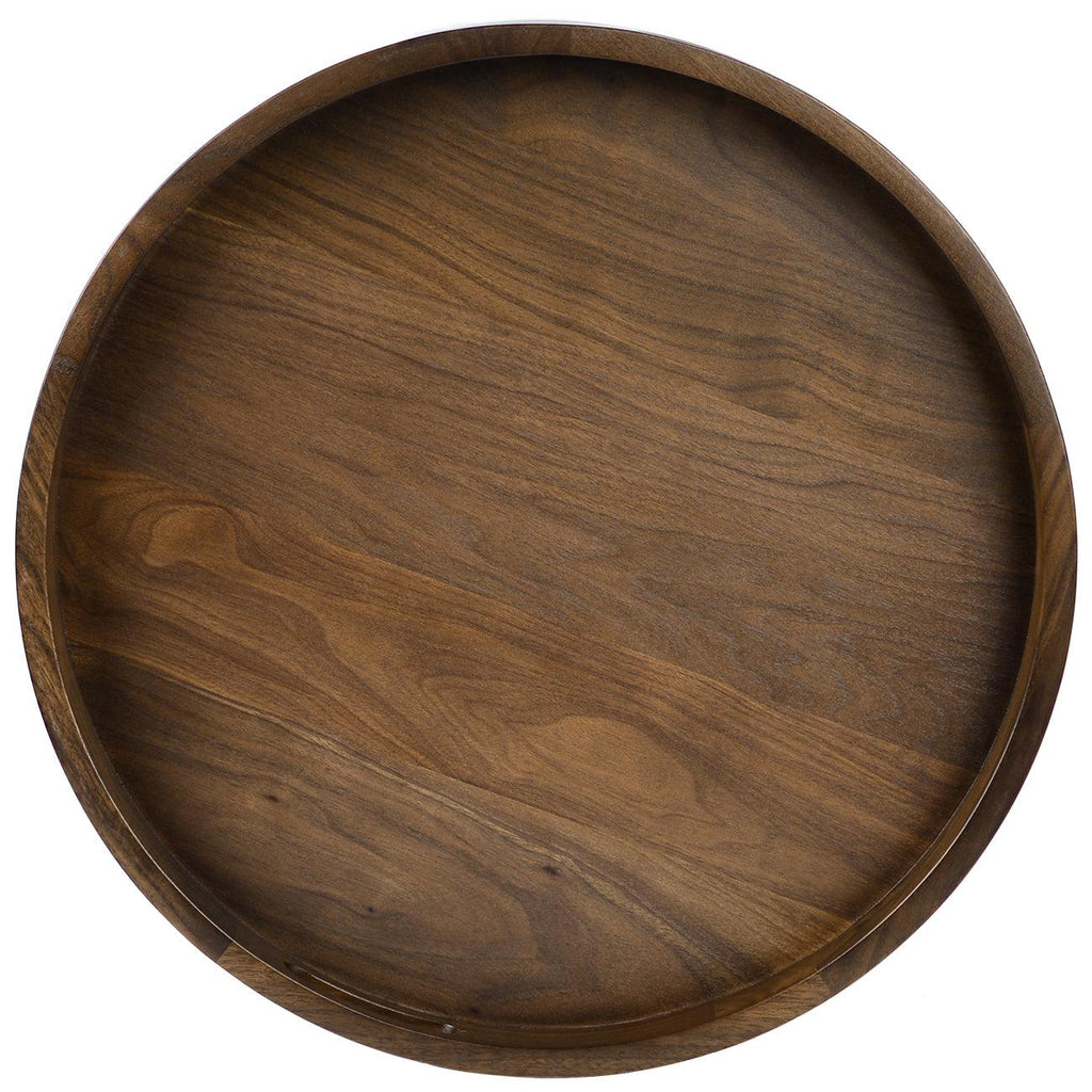 Teratect Round Black Walnut Serving Tray