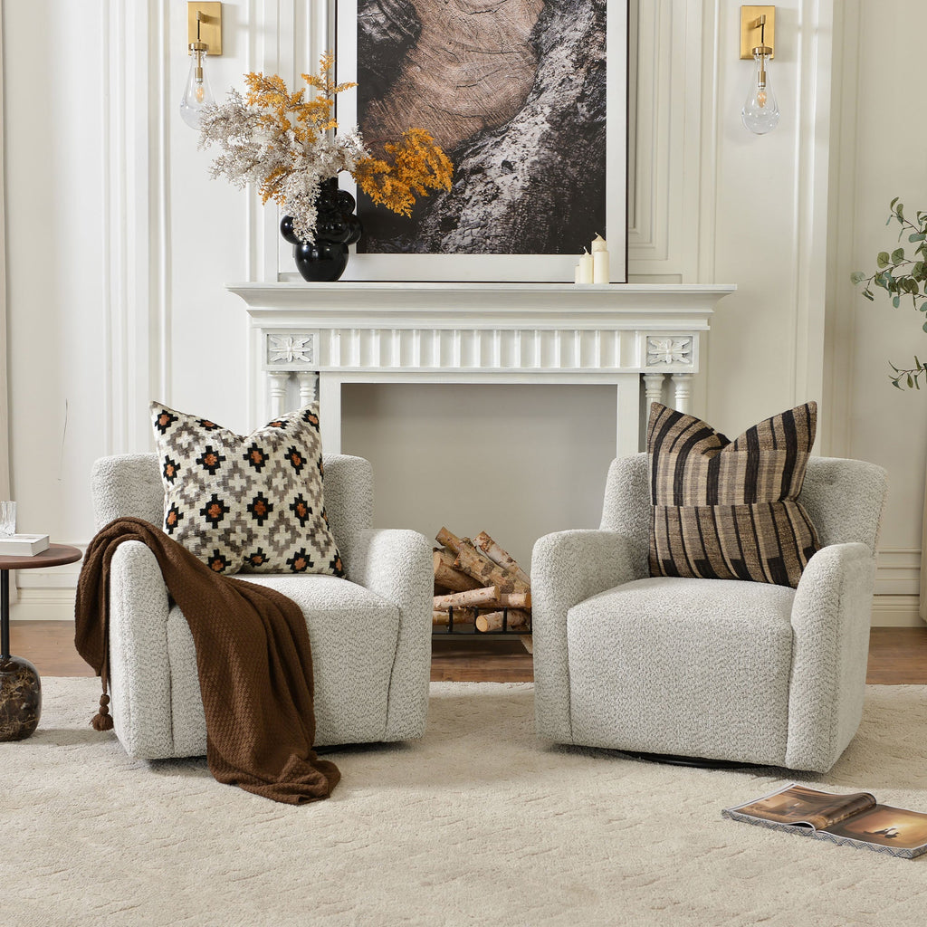 Vestie Chenille Swivel Barrel Chair