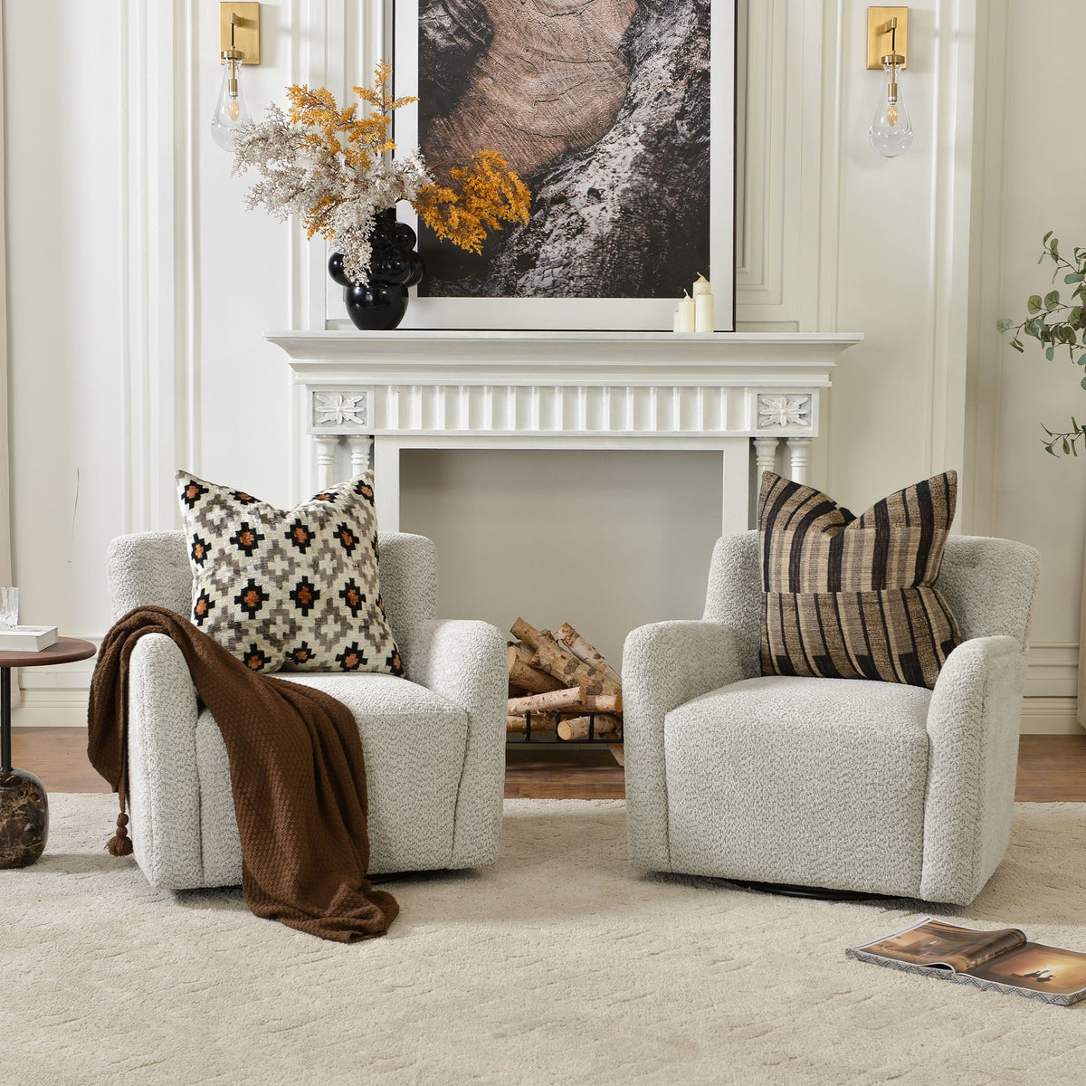 Vestie Chenille Swivel Barrel Chair