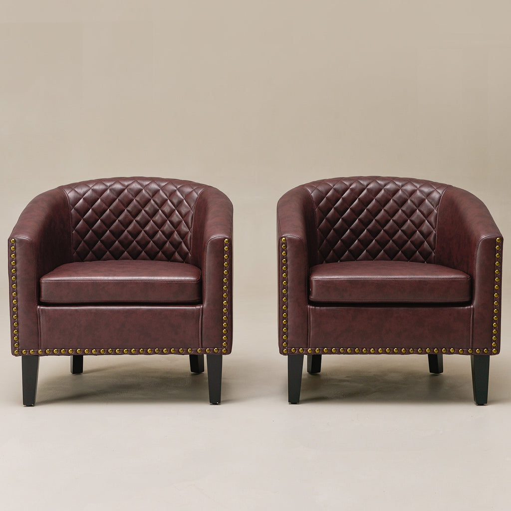 Logan Faux Leather Tufted Club Chair