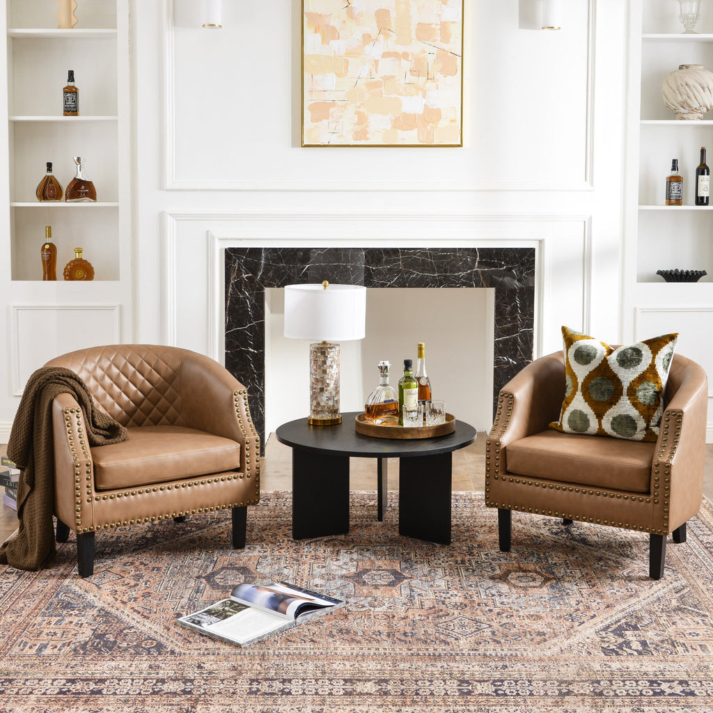 Louis Faux Leather Tufted Club Chair