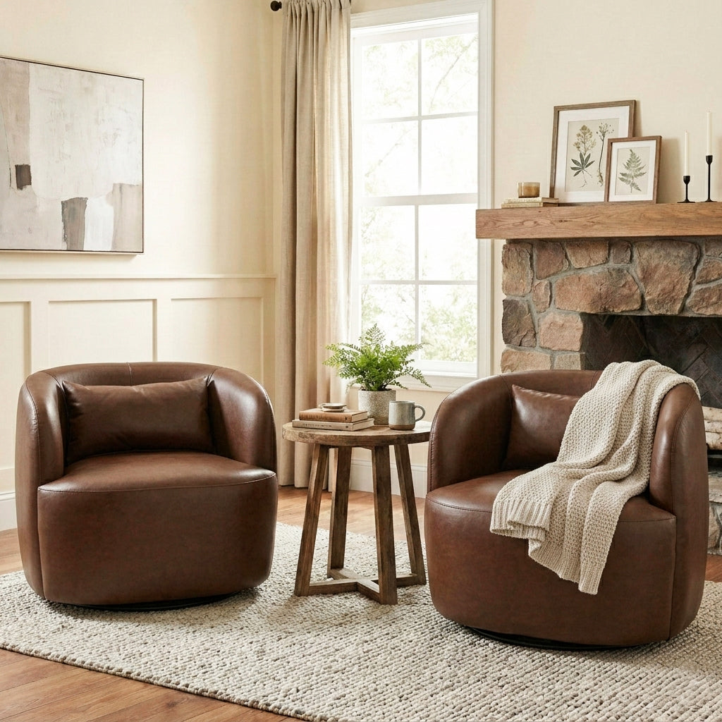 Ashlie Faux Leather Swivel Chair