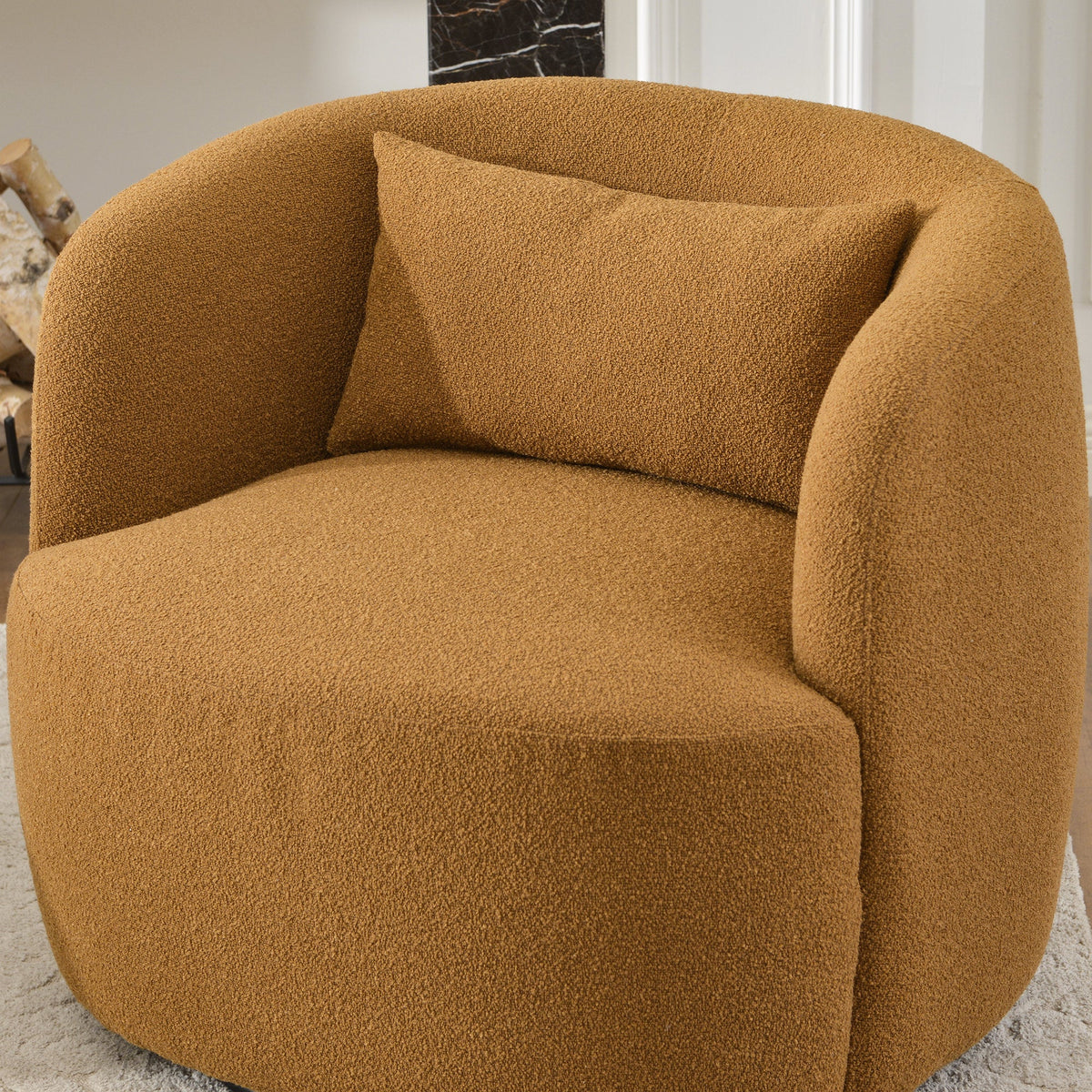 Ashlie Bouclé Swivel Barrel Chair
