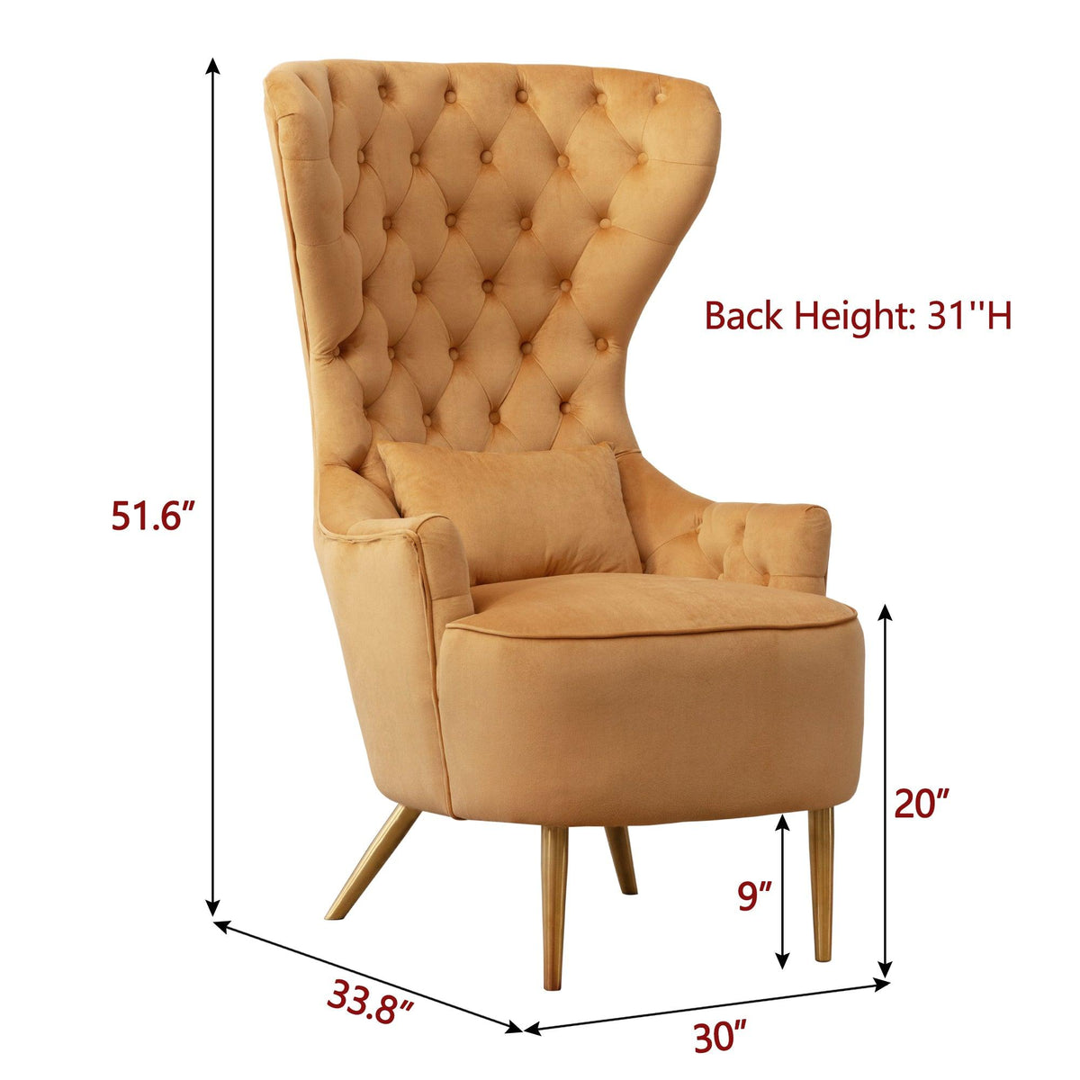 Letitia Velvet Wingback Accent Chair
