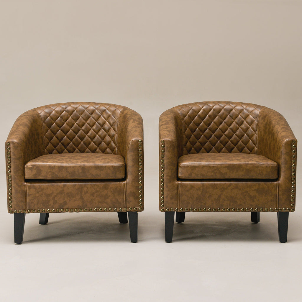 Logan Faux Leather Tufted Club Chair