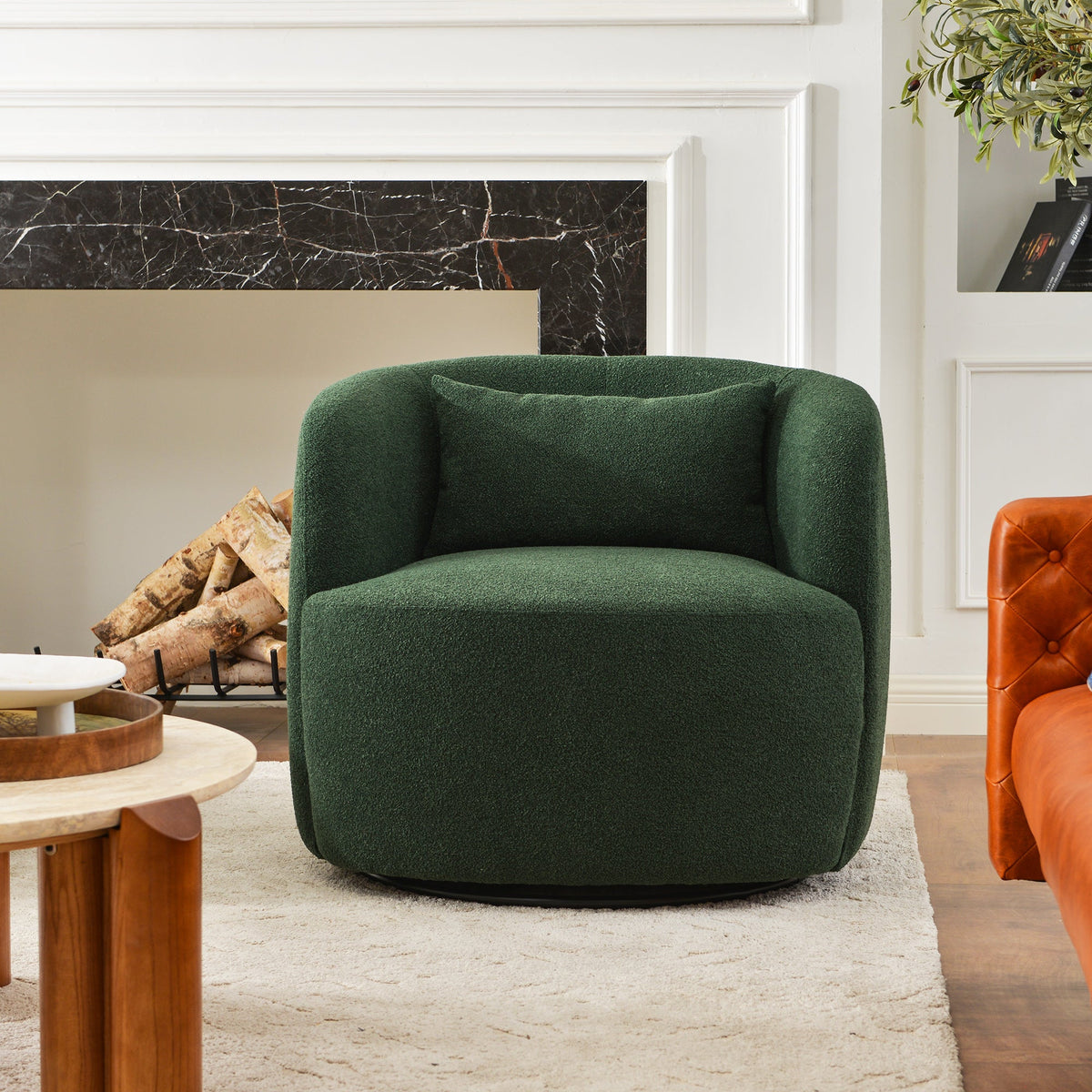 Ashlie Bouclé Swivel Barrel Chair