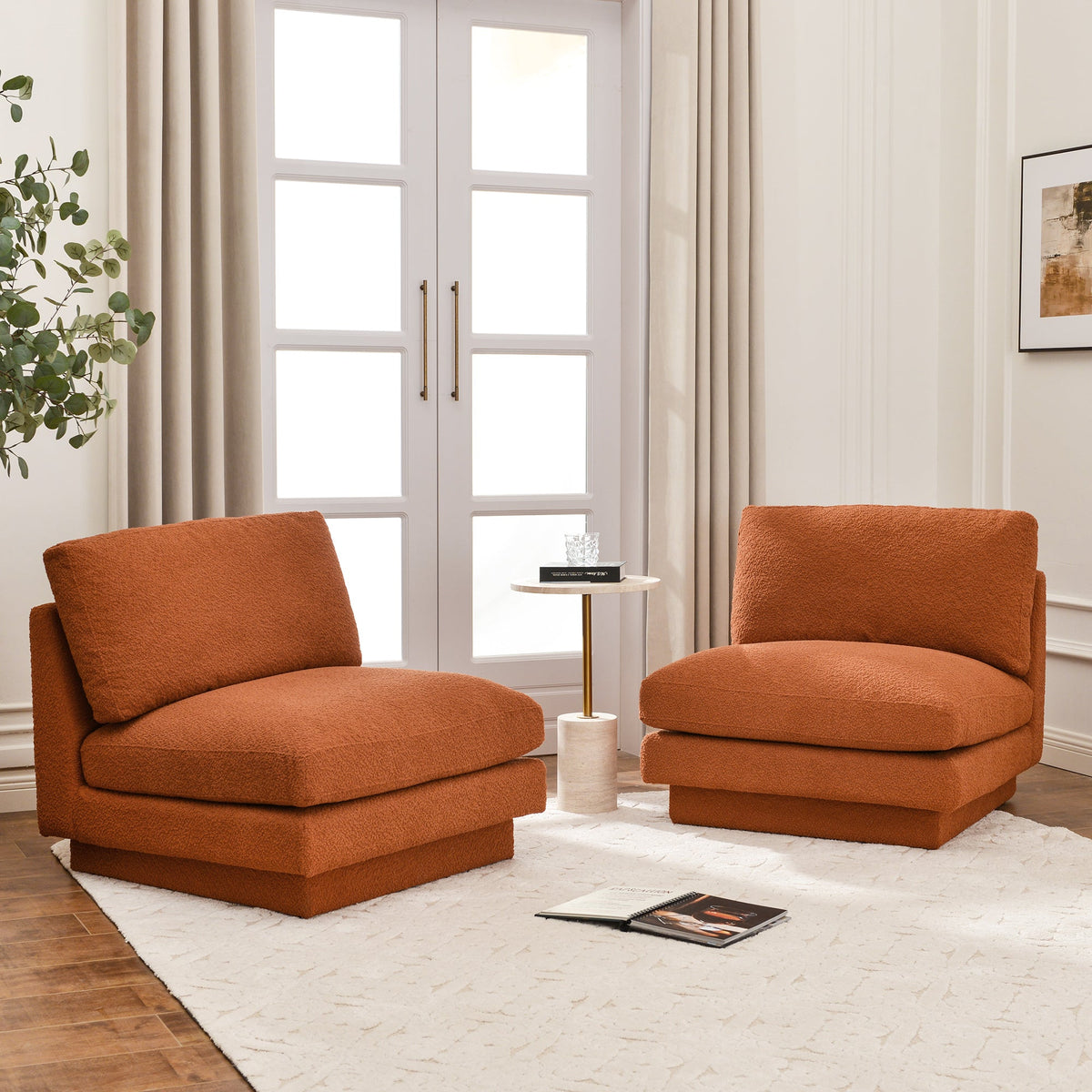 Montyne Bouclé Armless Chair