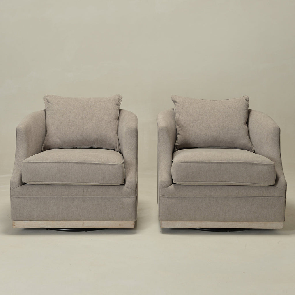 Minerva Linen Swivel Barrel Chair
