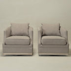 Minerva Linen Swivel Barrel Chair