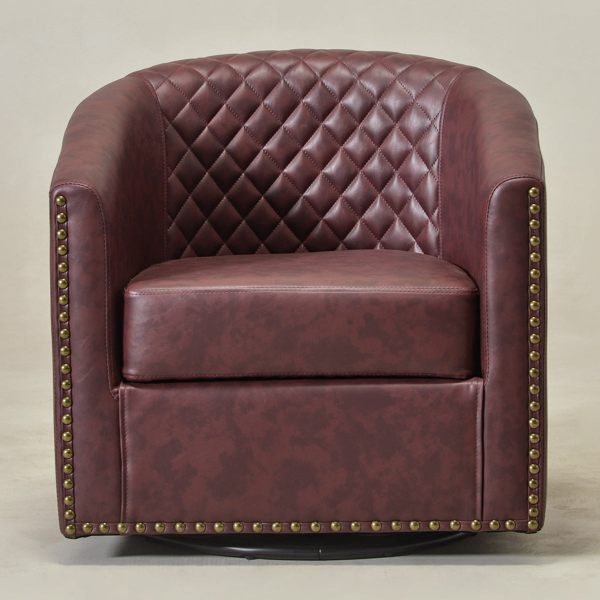 Logan Faux Leather Tufted Swivel Club Chair