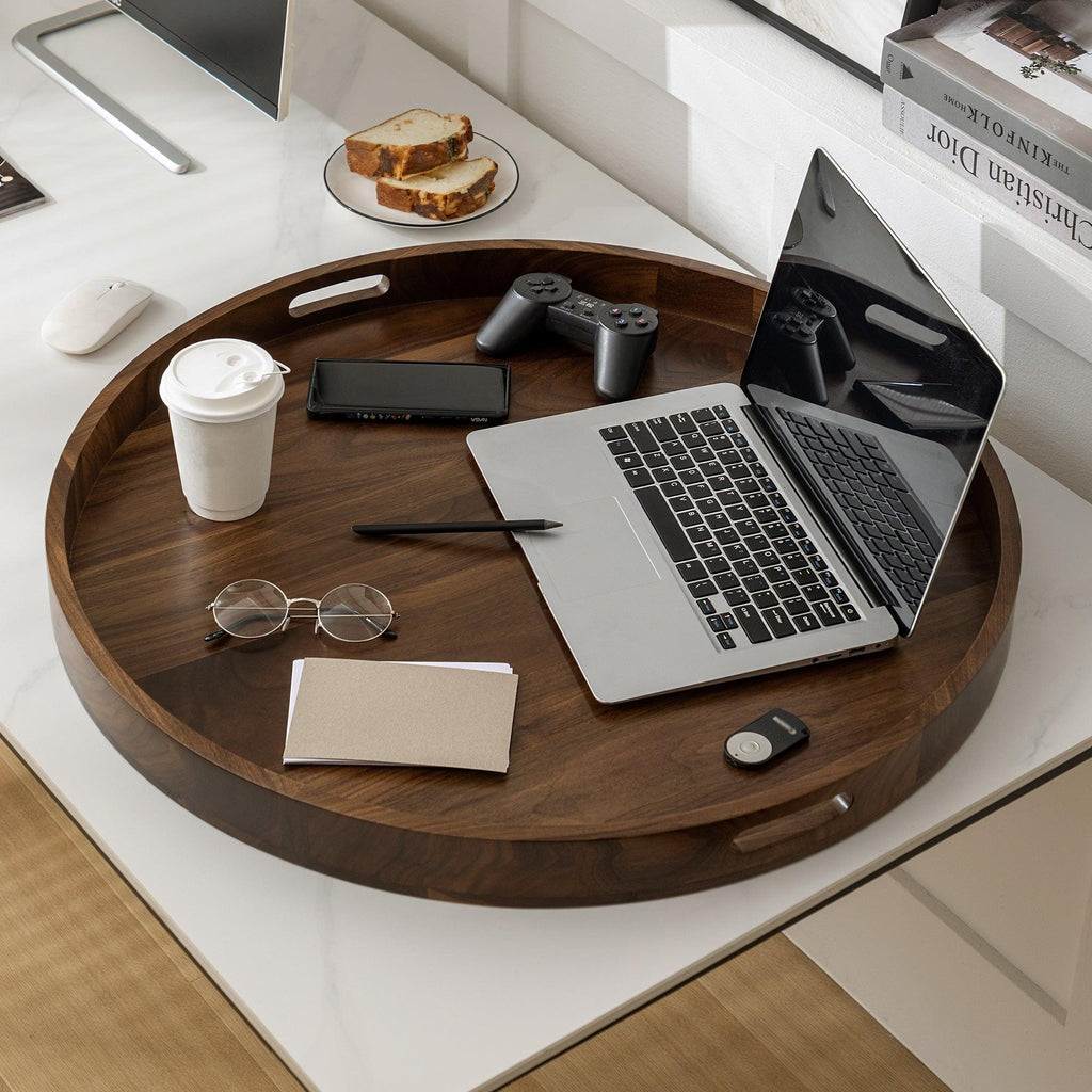 Teratect Round Black Walnut Serving Tray