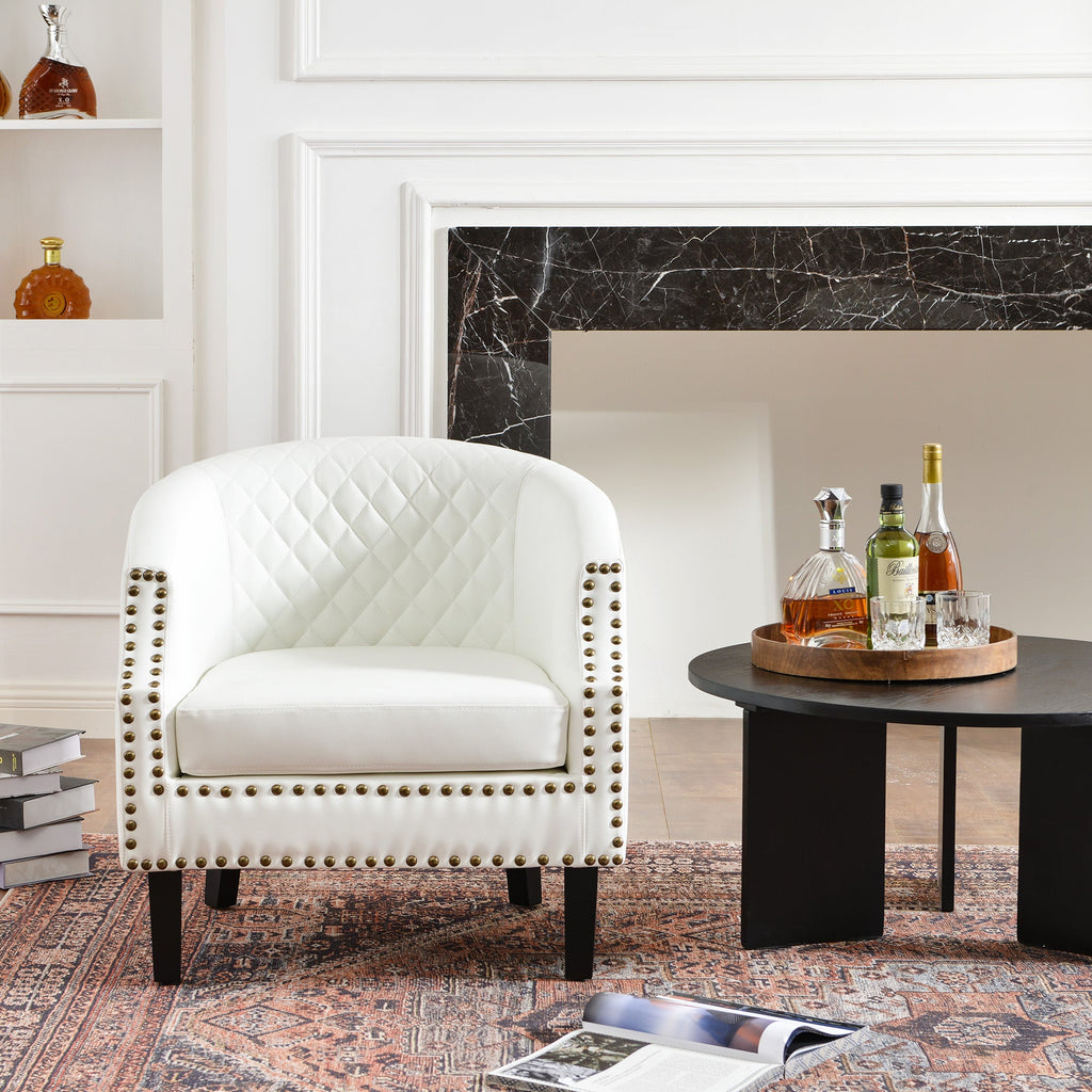 Louis Faux Leather Tufted Club Chair