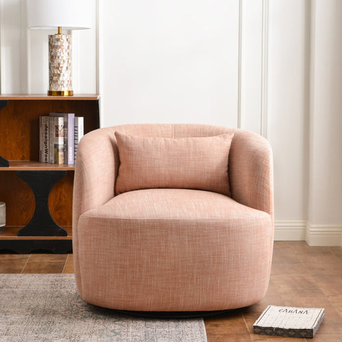 Ashlie Linen Swivel Barrel Chair