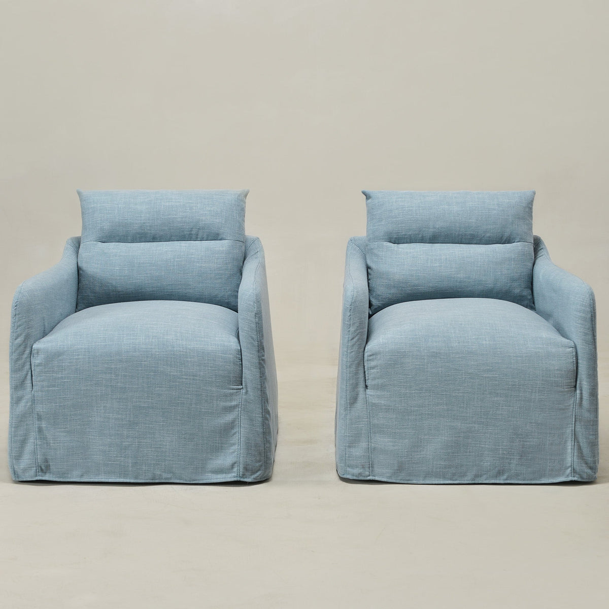 Clara Linen Slipcover Swivel Chair