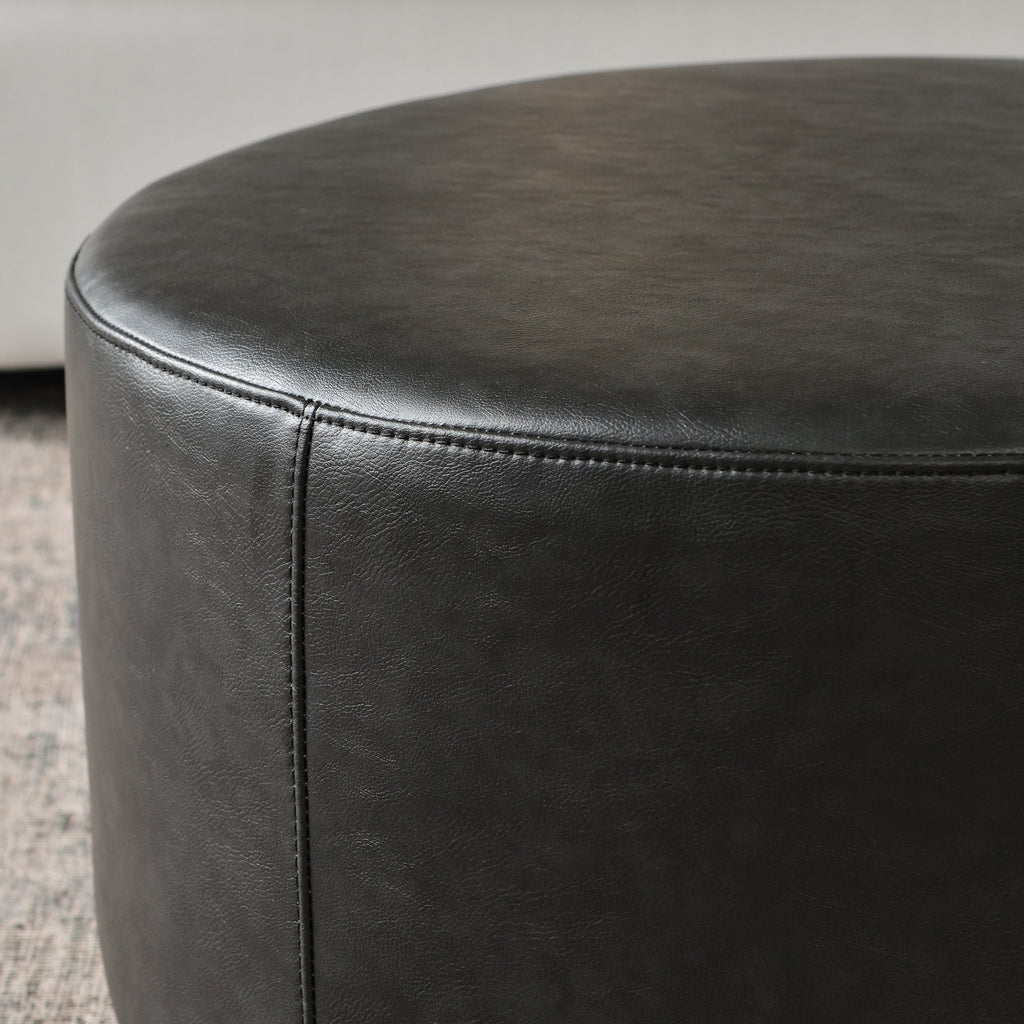 Elof Faux Leather Ottoman