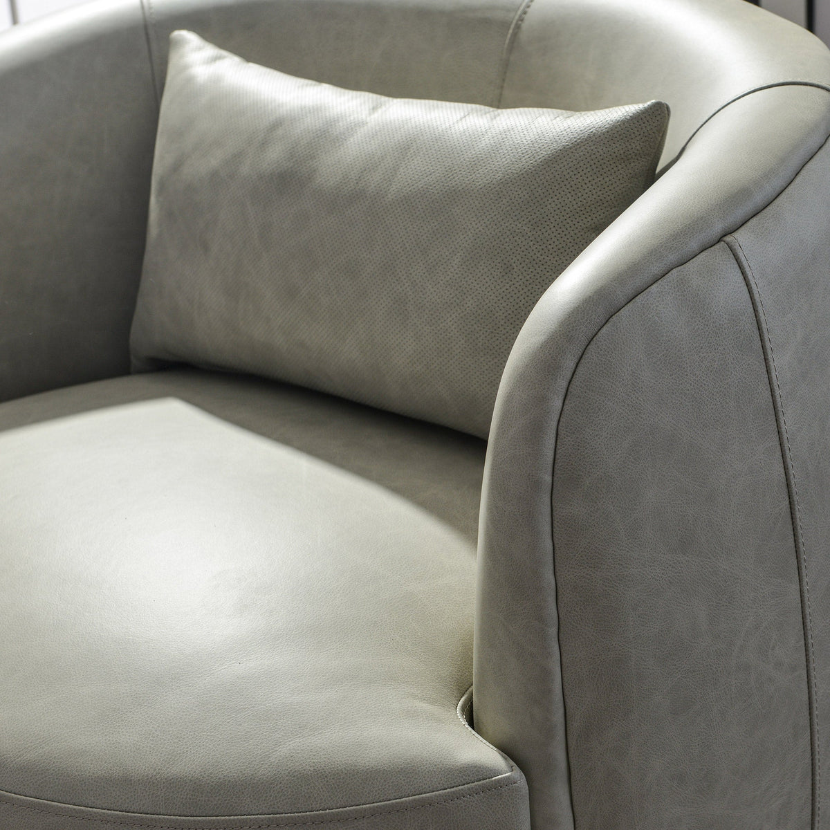 Ashlie Leather Swivel Barrel Chair