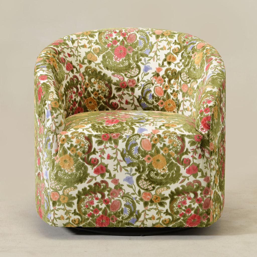 Teratect Exclusive | Susie Botanical Jacquard Swivel Barrel Chair