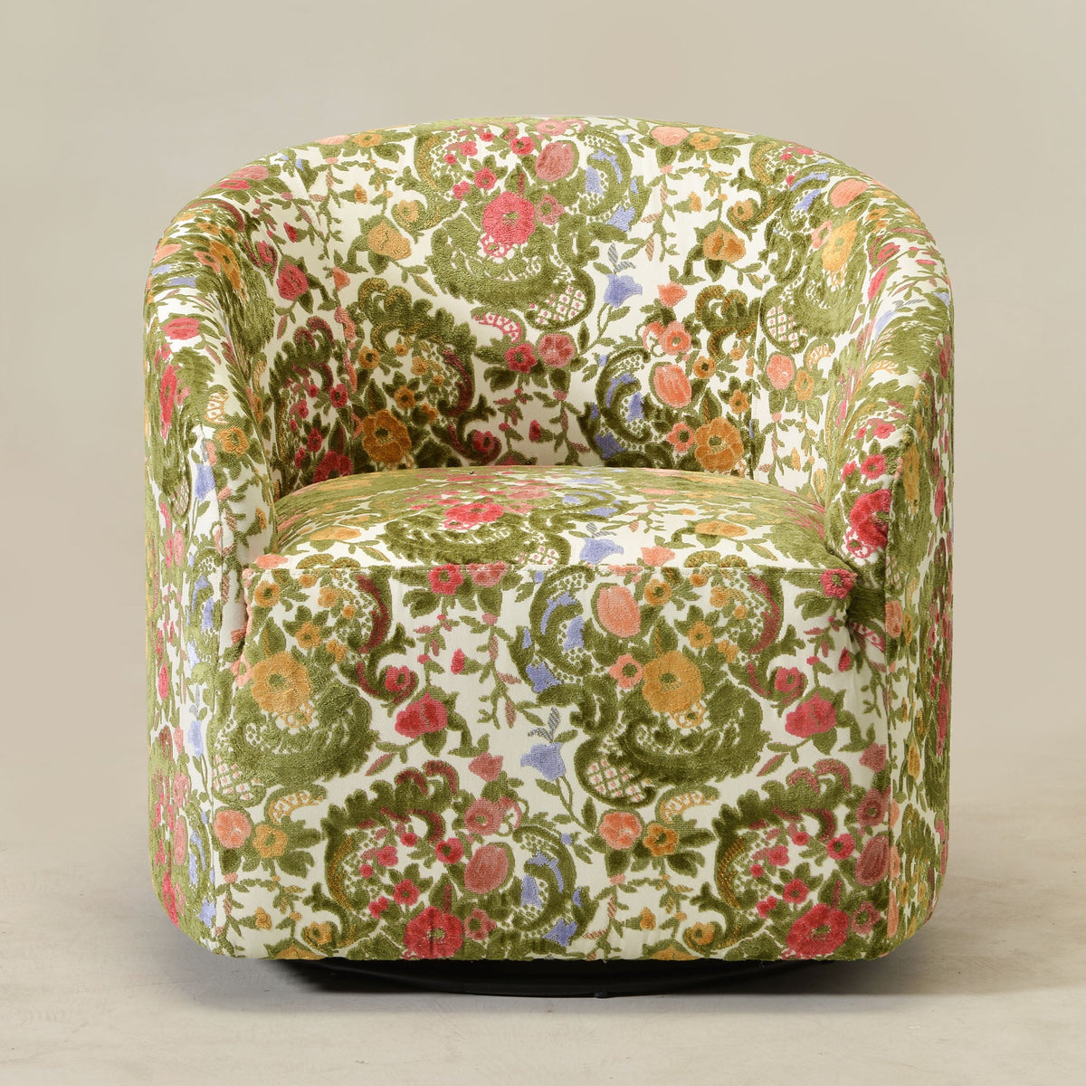 Teratect Exclusive | Susie Botanical Jacquard Swivel Barrel Chair