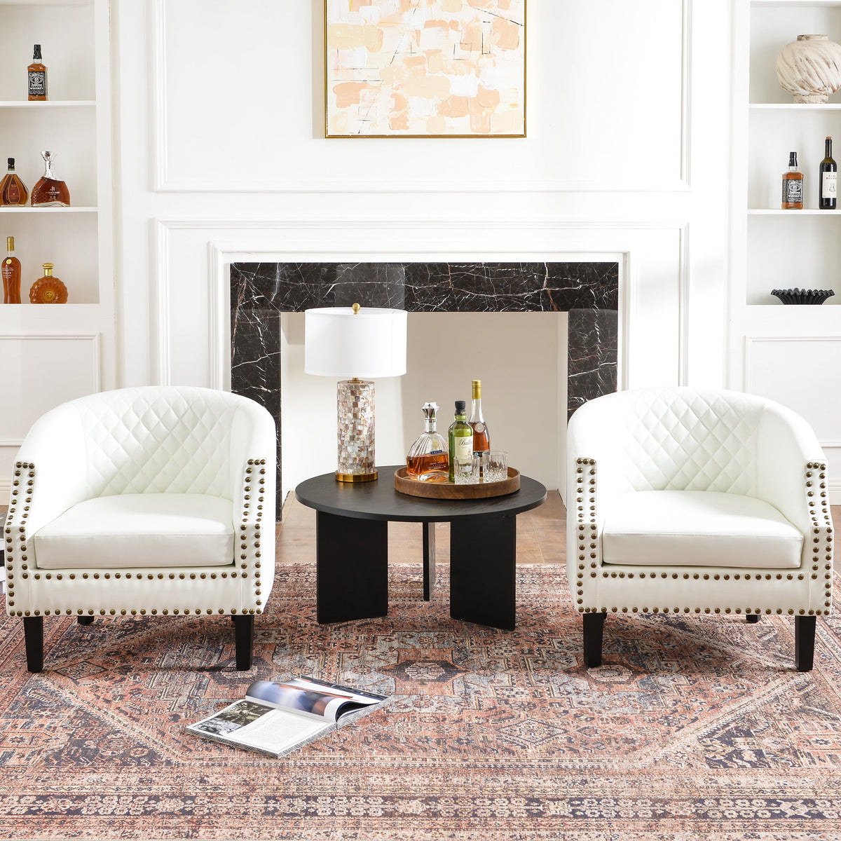 Louis Faux Leather Tufted Club Chair