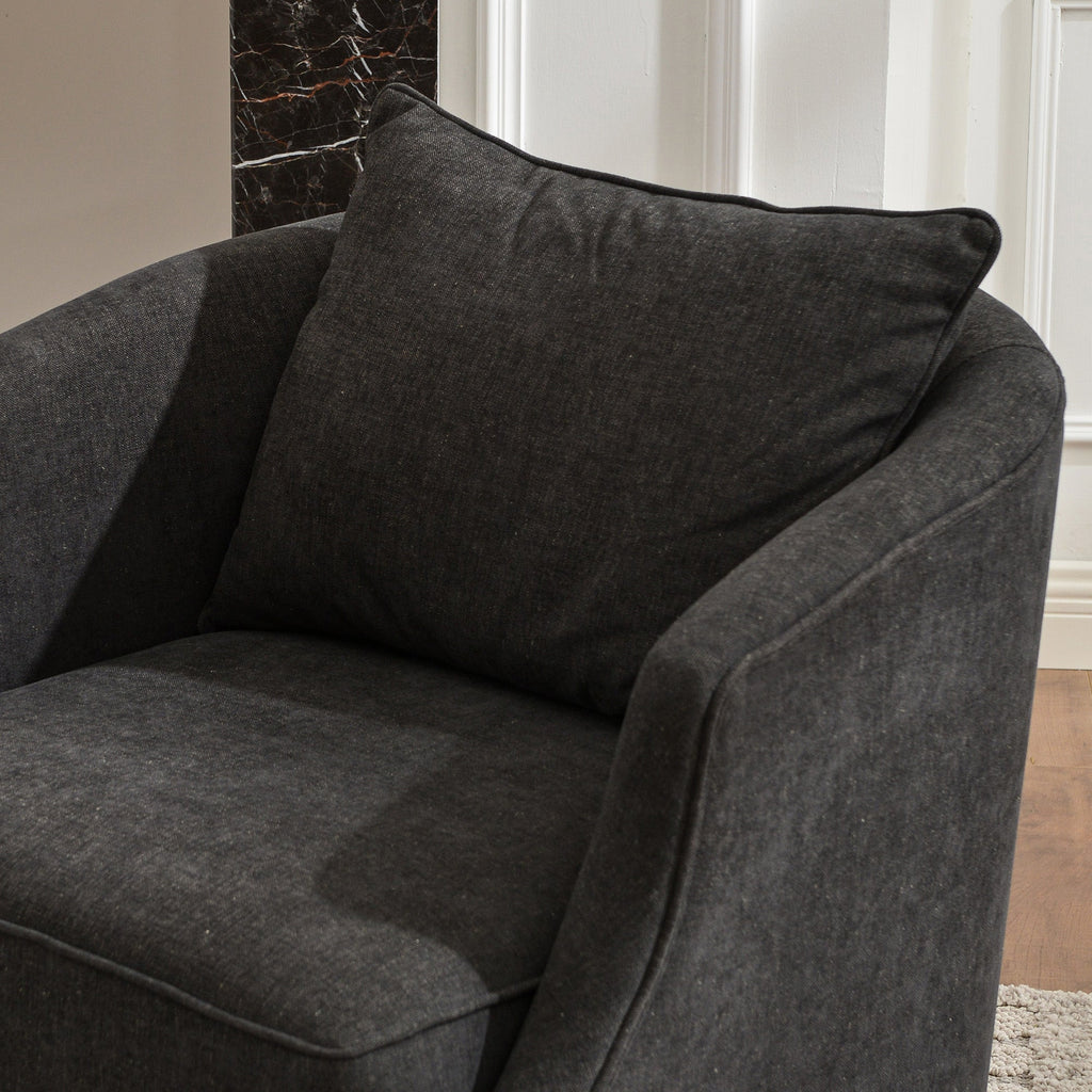 Minerva Linen Swivel Barrel Chair