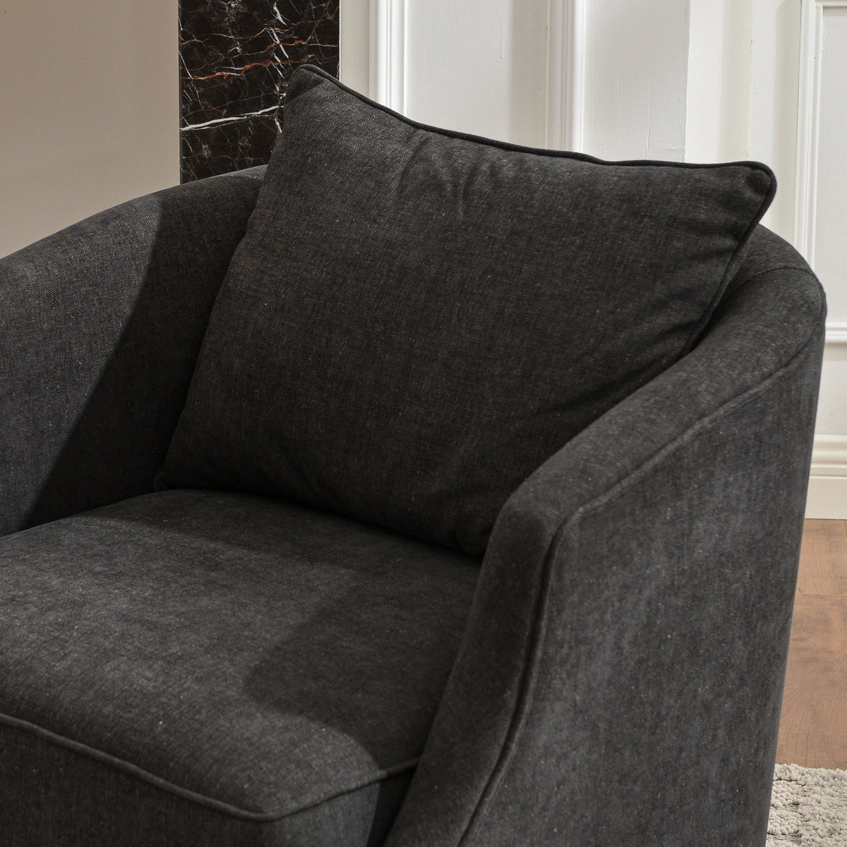 Minerva Linen Swivel Barrel Chair