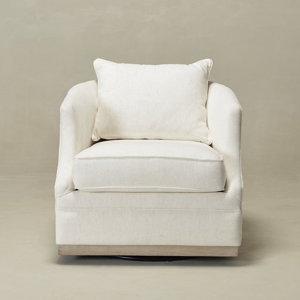 Minerva Linen Swivel Barrel Chair