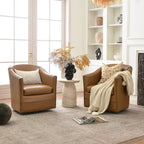 Lawton Faux Leather Tufted Swivel Barrel Chair