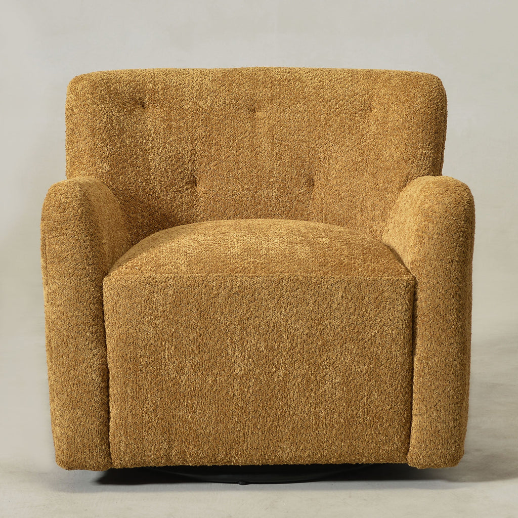 Vestie Chenille Swivel Barrel Chair