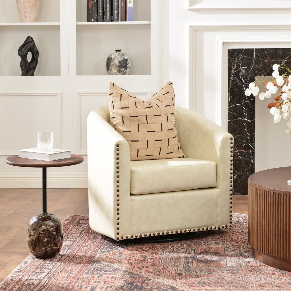 Logan Faux Leather Tufted Swivel Club Chair