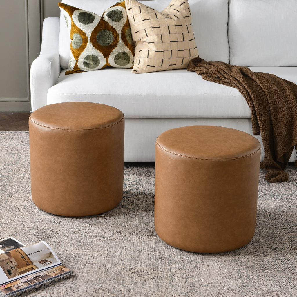 Elof Faux Leather Ottoman