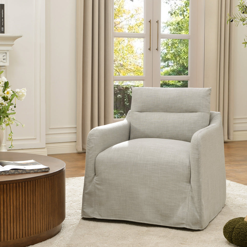 Clara Linen Slipcover Swivel Chair