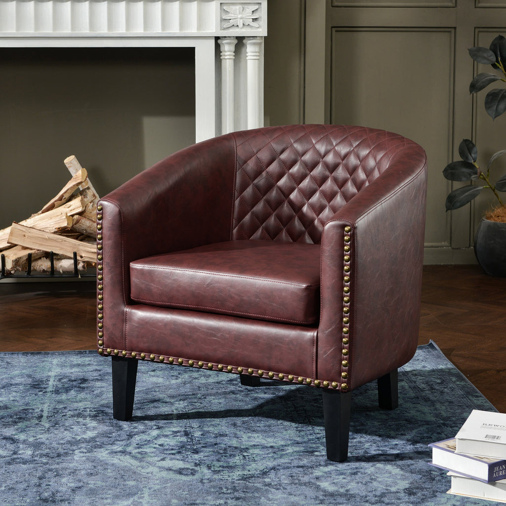 Logan Faux Leather Tufted Club Chair