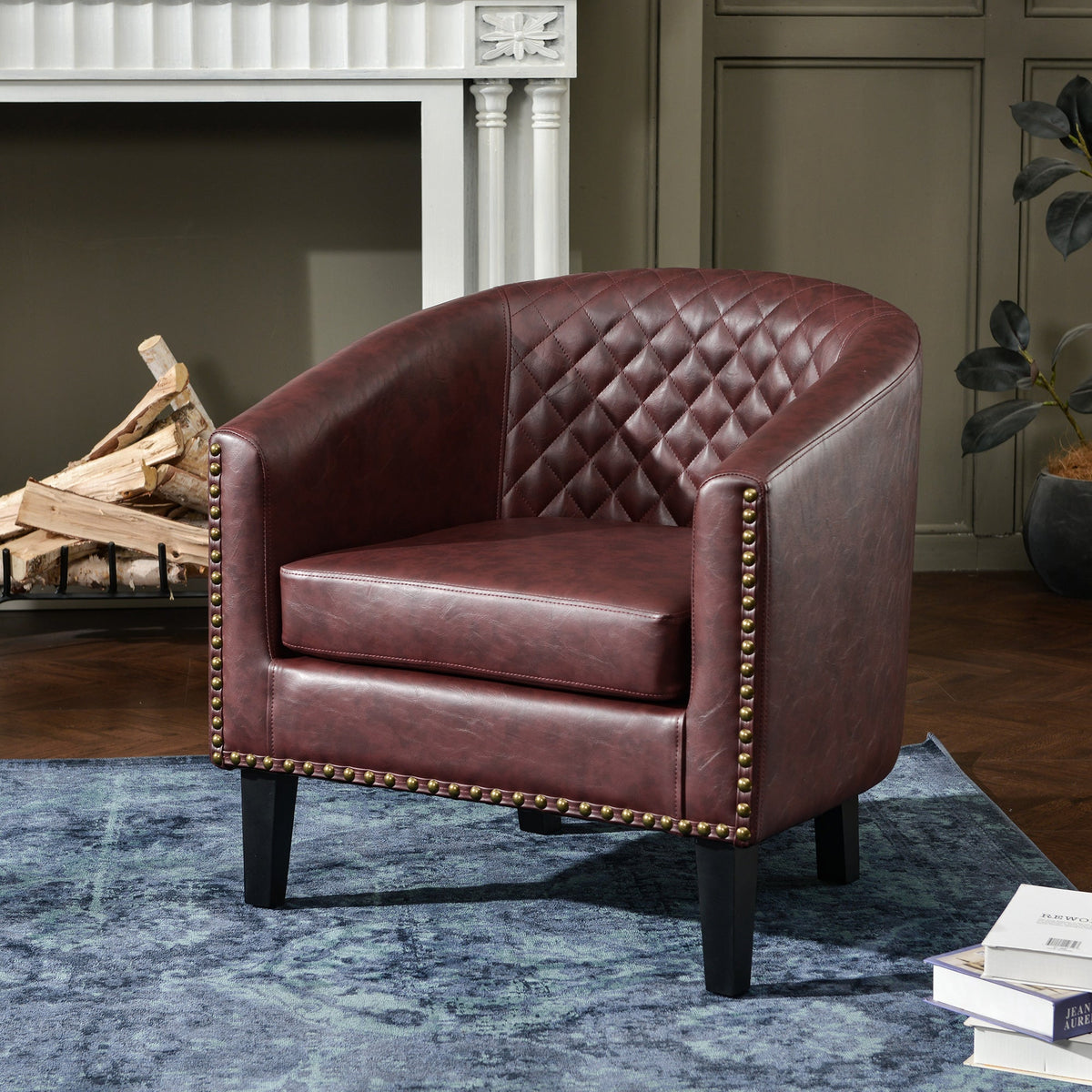Logan Faux Leather Tufted Club Chair