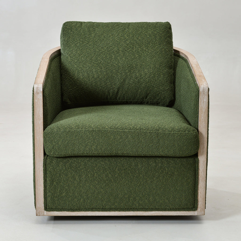 Claude Bouclé Swivel Barrel Chair