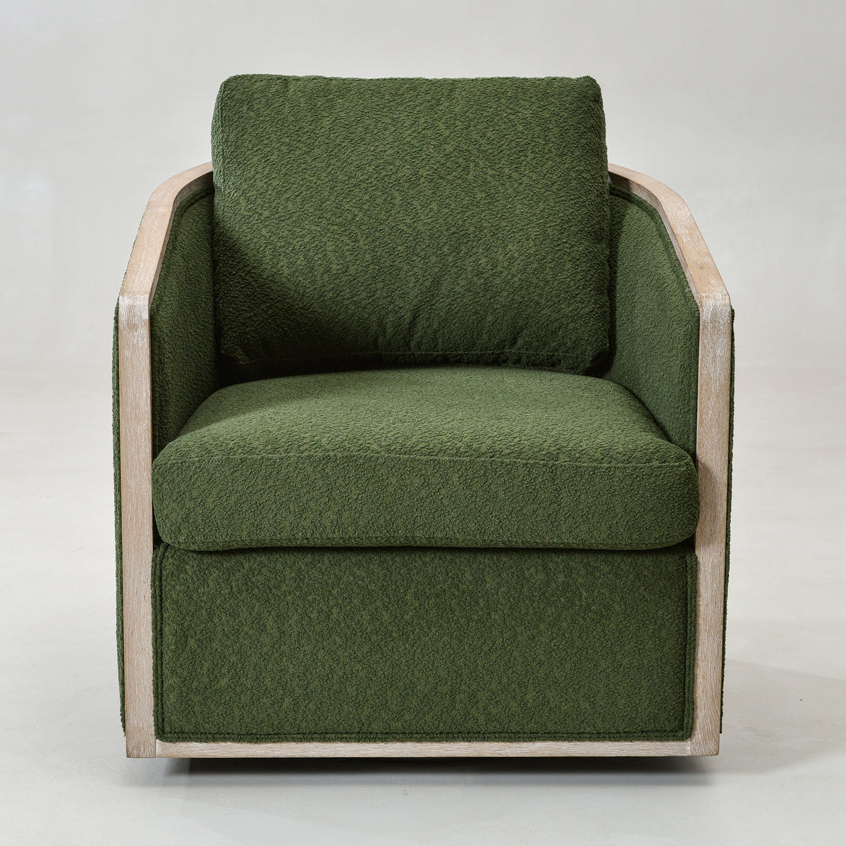 Claude Bouclé Swivel Barrel Chair