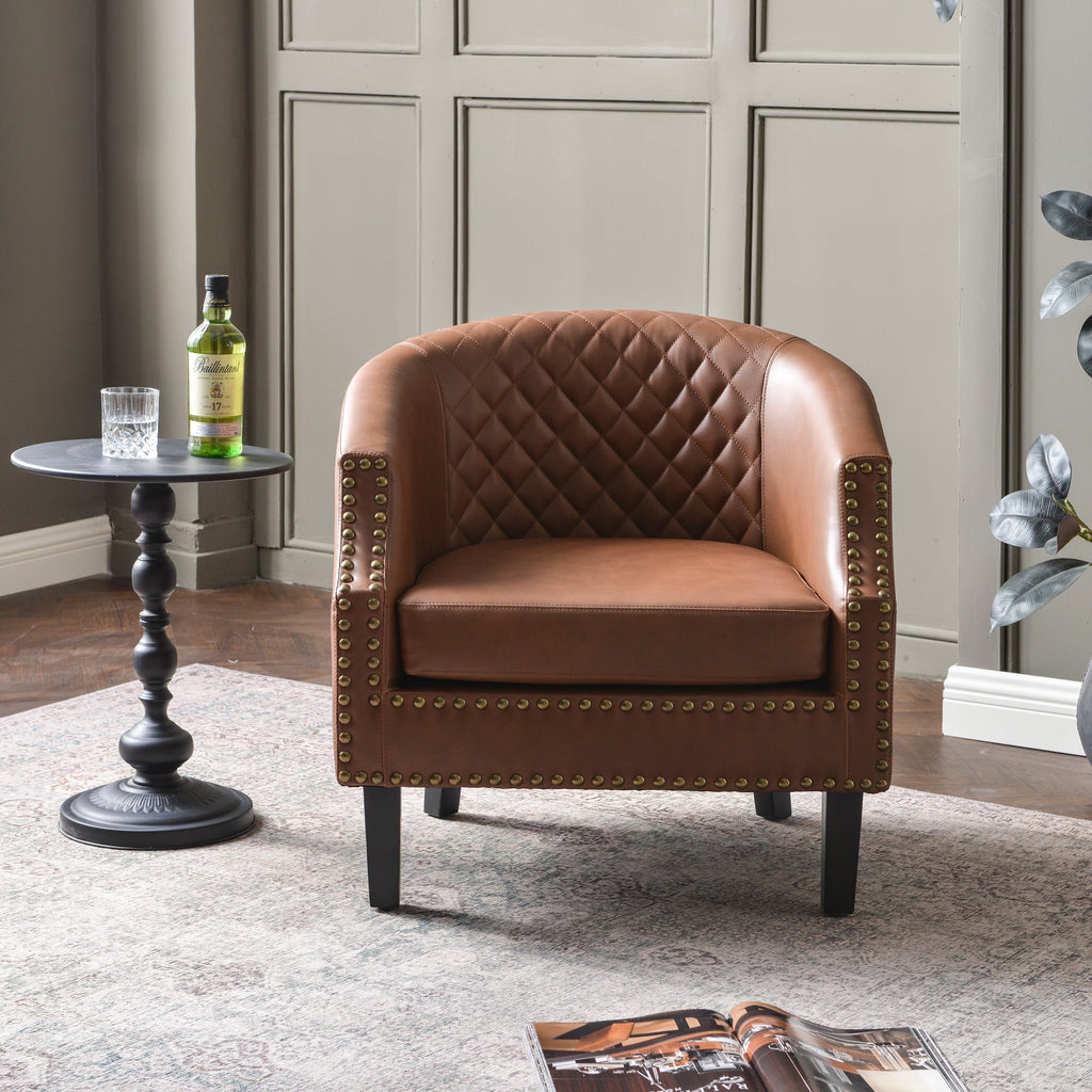 Louis Faux Leather Tufted Club Chair
