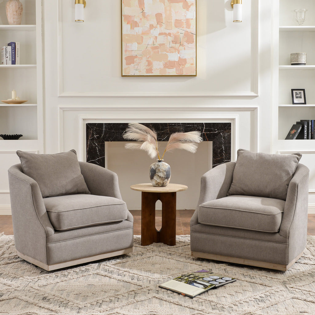 Minerva Linen Swivel Barrel Chair