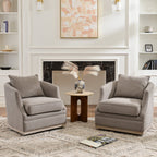 Minerva Linen Swivel Barrel Chair