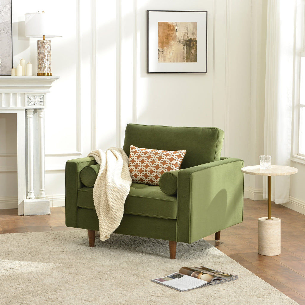 Tiziano Tufted Armchair with Accent Pillows