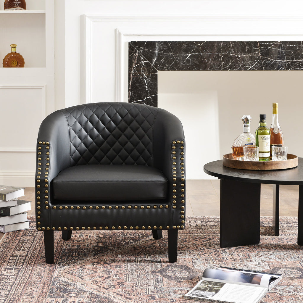 Louis Faux Leather Tufted Club Chair