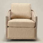 Claude Linen Swivel Cane Chair