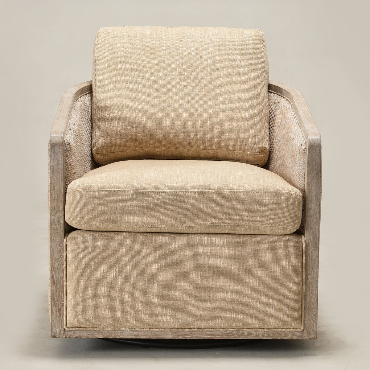 Claude Linen Swivel Cane Chair