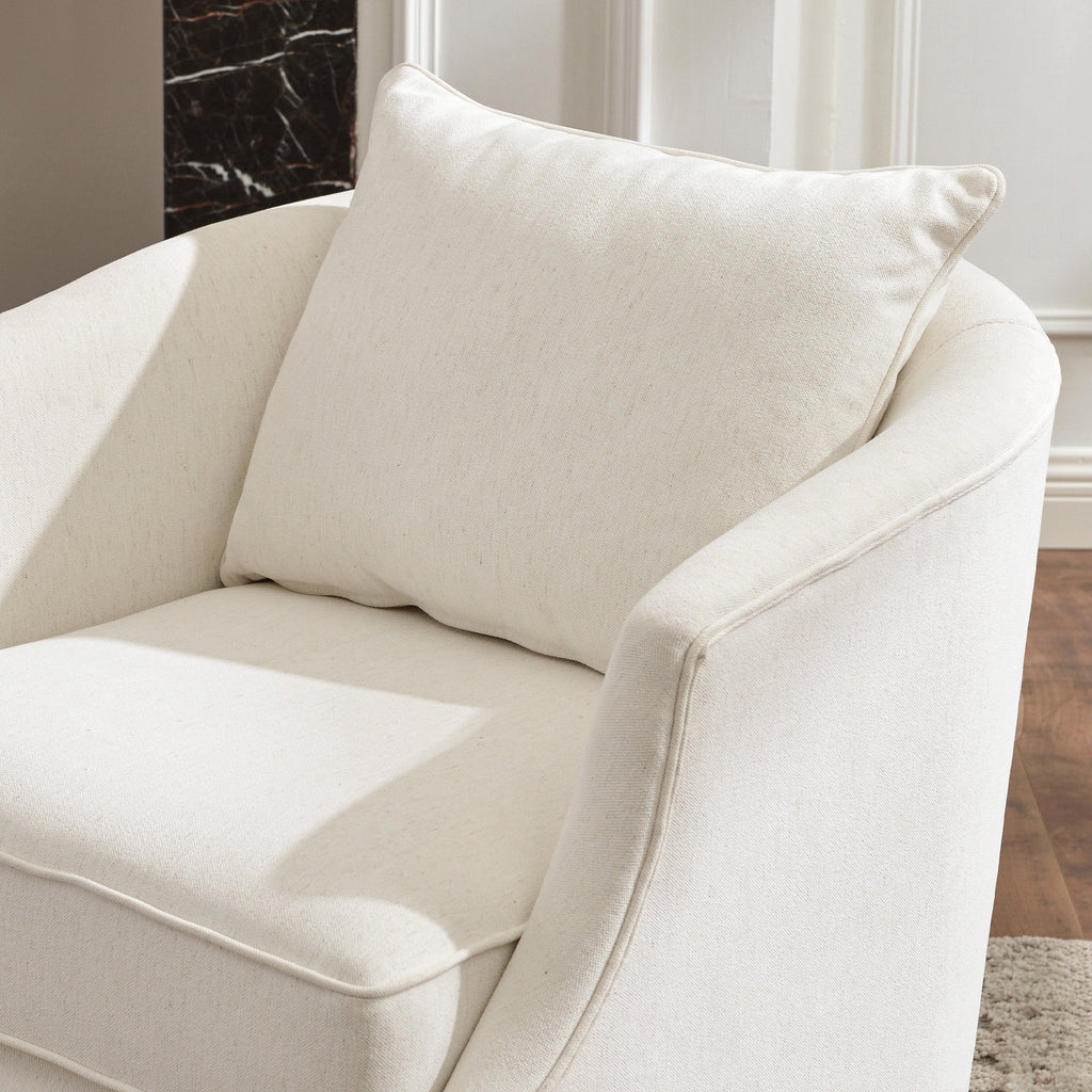 Minerva Linen Swivel Barrel Chair