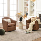 Lawton Faux Leather Tufted Swivel Barrel Chair