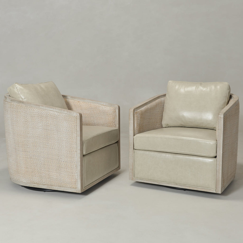 Claude Premium Leather Swivel Cane Chair