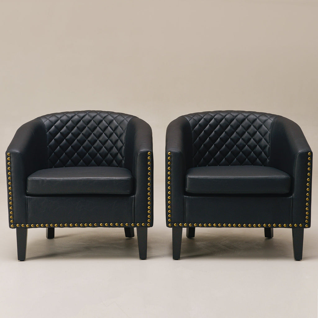 Logan Faux Leather Tufted Club Chair