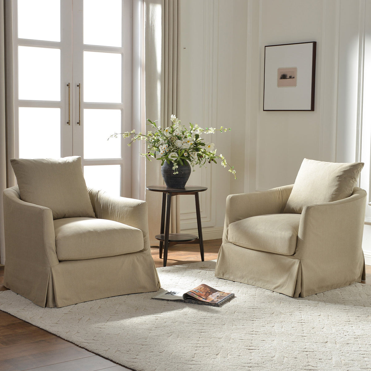 Eliza Slipcover Swivel Barrel Chair