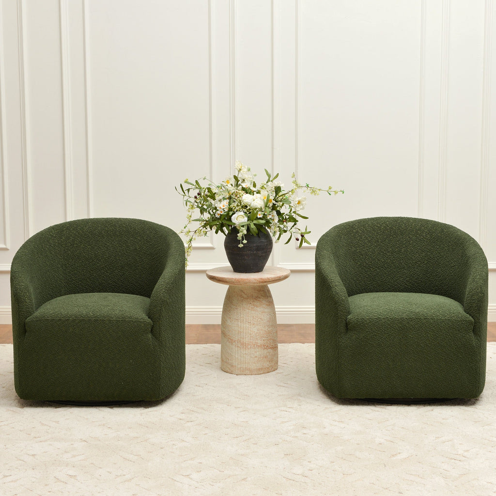 Susie Bouclé Swivel Barrel Chair
