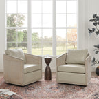 Claude Premium Leather Swivel Cane Chair